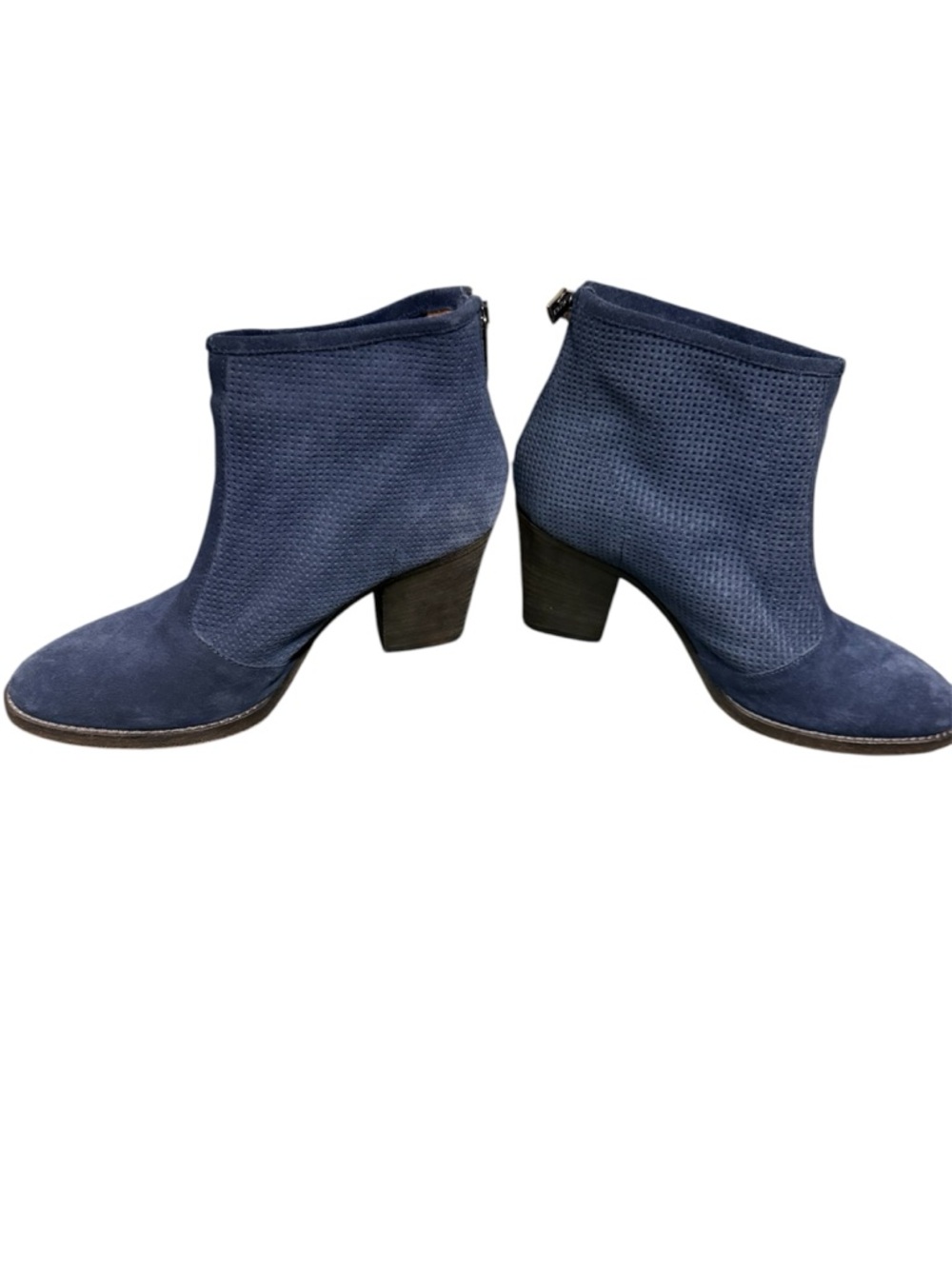 Women's Navy Suede Ankle Booties - Stylish Heeled Boots